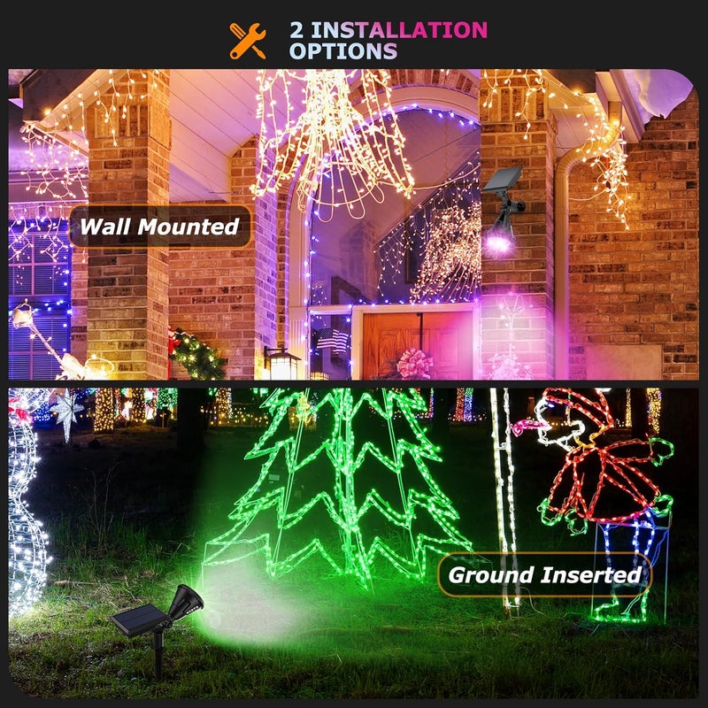 XTGTP Solar Spotlights Outdoor Color Changing, 180°Adjustable Flag Pole Lights, IP67 Garden Lights Solar Powered Waterproof, Wall Lights for Garden Pool Area Pond, Landscape Solar Light for Yard - Image 5